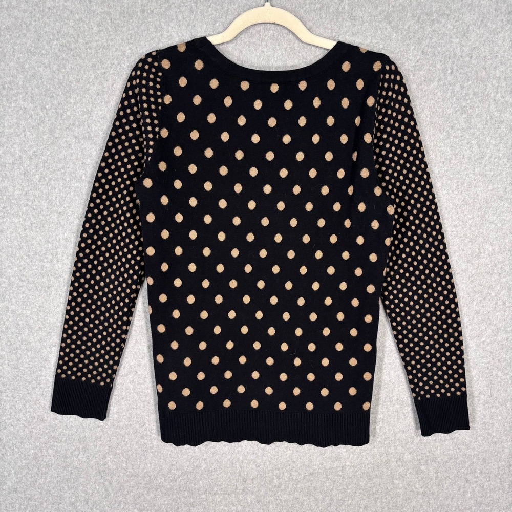 Black Tan Polka Dot Sweater Medium Neutral Maximalism Quirky Twee‎ Loud Luxury - Picture 7 of 10